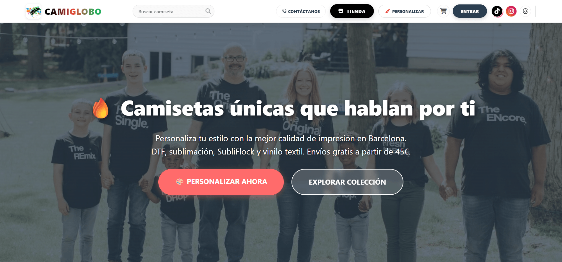 Captura de la home de camiglobo.com